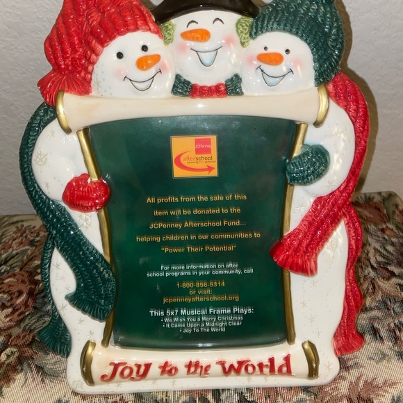 Vintage Fitz and Floyd Christmas Snowman Holiday Retired 5x7 Picture Frame - Picture 2 of 10